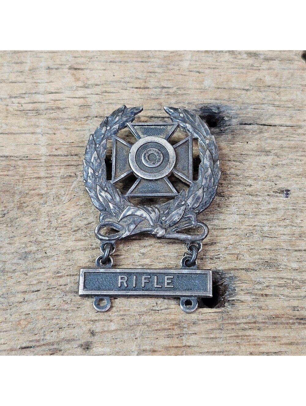 WWII US Army Expert Rifle Marksmanship Badge Sterling Silver Original Period